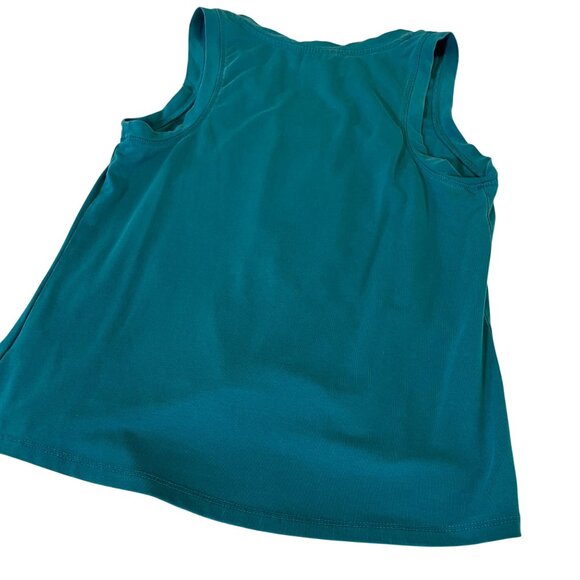 Time And Tru Womens Knot Front Tank Top S Teal Polyester Blend Sleeveless - Picture 2 of 8